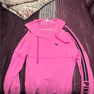 PINK Victoria's Secret Bright Pink Hoodie with Black Accents